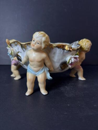 Cherub Porcelain Centerpiece Bowl with Gilt Accents