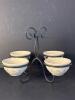 Longaberger Pottery Woven Traditions Bowls with Iron Stand