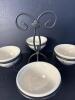 Longaberger Pottery Woven Traditions Bowls with Iron Stand - 2