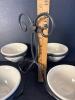 Longaberger Pottery Woven Traditions Bowls with Iron Stand - 7
