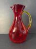 Crackle Art Glass Pitcher With Amberina Handle
