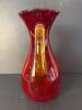 Crackle Art Glass Pitcher With Amberina Handle - 2