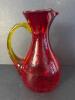 Crackle Art Glass Pitcher With Amberina Handle - 3
