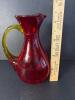 Crackle Art Glass Pitcher With Amberina Handle - 5