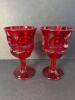 Pair of Ruby Red Pressed Glass Goblets