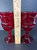 Pair of Ruby Red Pressed Glass Goblets - 3