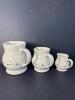Three Longaberger Pottery Pitchers and Creamer, Blue Stripe