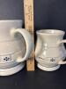 Three Longaberger Pottery Pitchers and Creamer, Blue Stripe - 2