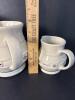 Three Longaberger Pottery Pitchers and Creamer, Blue Stripe - 3