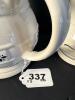 Three Longaberger Pottery Pitchers and Creamer, Blue Stripe - 8