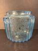 Blue Depression Glass Jar With Floral Embossing