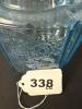 Blue Depression Glass Jar With Floral Embossing - 7