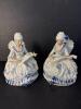Pair of Blue and White Porcelain Figurines, Rococo-Style