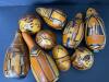 Hand-Carved Peruvian Gourd Figurines and Decorative Bowls
