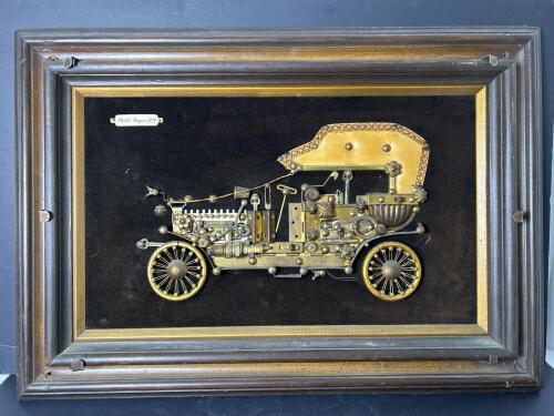 26.5"x18.5" Framed Rolls Royce 1909 Assemblage Artwork Made in Spain