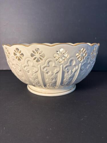 Lenox Porcelain Reticulated Bowl with Gold Trim