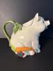 Ceramic Pig Teapot with Vegetables Motif