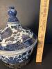 Blue and White Lidded Porcelain Decorative Tureen with Stand - 2