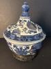Blue and White Lidded Porcelain Decorative Tureen with Stand - 4