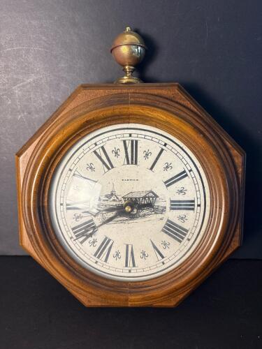 Barwick Howard Miller Octagonal Wall Clock with Brass Finial