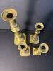 Four Brass Candlesticks Set in Colonial-Style - 3