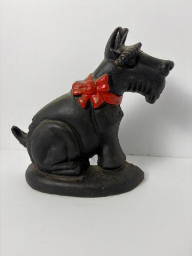 Cast Iron Scottie Dog Doorstop with Red Bow