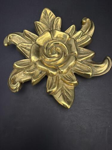 Floral Shaped Brass Wall Plaque 1978