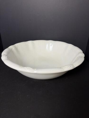 Ironstone China White Embossed Serving Bowl