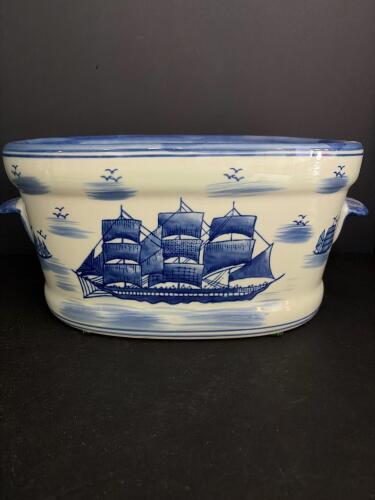 Nantucket Blue and White Ceramic Chamber Pot