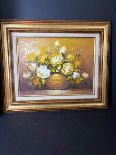 19x22 Framed Floral Still Life Painting