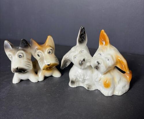 Tiny Ceramic Dog Salt & Pepper Shaker with dogs figurine