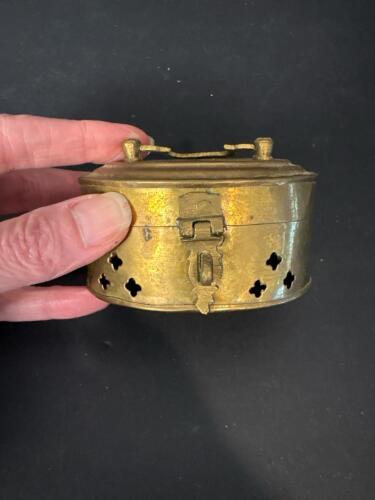 Brass Oval Locking Potpourri Box with Pierced Lid