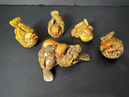 Set of Five Hand-Painted GEWI Bird Figurines