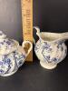 Blue and White Floral Sugar Bowl and Creamer Set, English-Style - 4