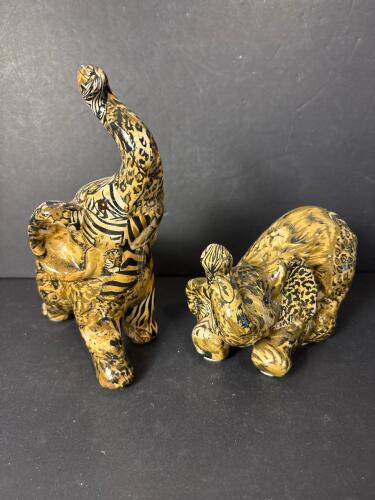 Pair of LaVie Animal Print Elephant Figurines