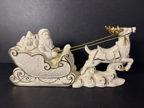 Mikasa Holiday Elegance Porcelain Santa with Sleigh Figurine