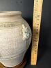 Decorative Stoneware Vase with Turtle Motif and Wooden Stand - 2