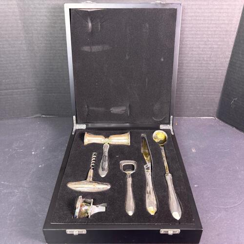 Metal Barware Set in Fitted Case
