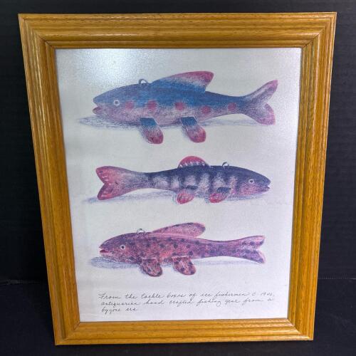 Framed Ice Fishing Lure Wall Art, 10"x12"