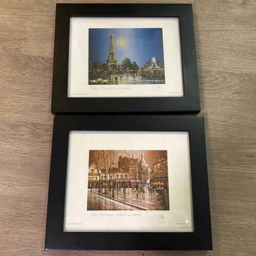 Pair of Framed Paris Street Scene Art, 12"x10"