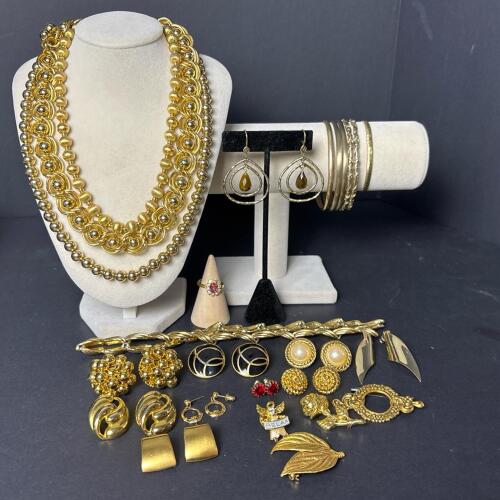 Lot of Vintage Gold-Toned Costume Jewelry