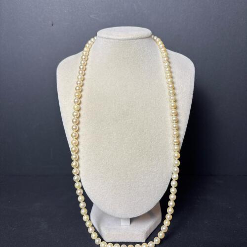 Faux Pearl Necklace with 14K Gold Filigree Clasp