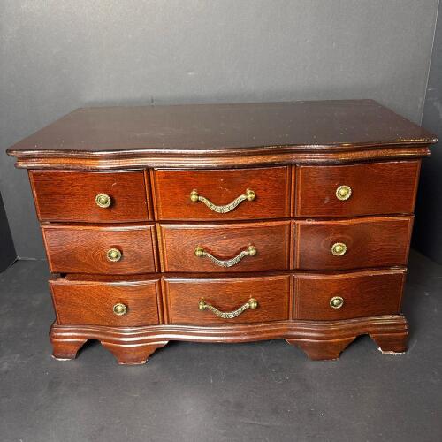 Vintage Wooden Jewelry Box With Drawers