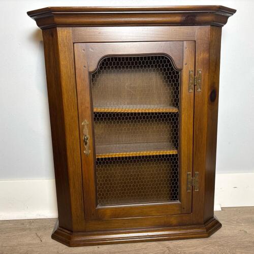 Rustic Wooden Wall Cabinet With Chicken Wire Door