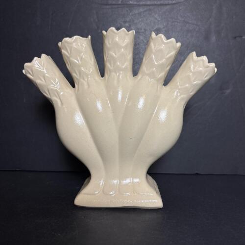 Ceramic Five-Tube Vase with Textured Design