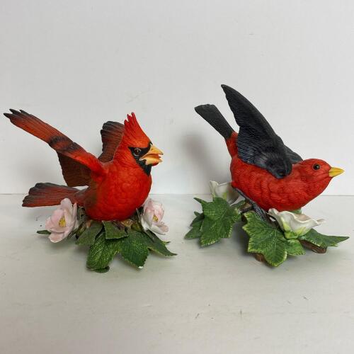 Lenox Porcelain Cardinal and Scarlet Tanager Bird Figurines