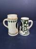German Pottery Beer Steins with Relief Decoration