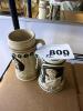 German Pottery Beer Steins with Relief Decoration - 5