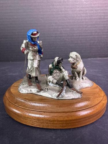 Painted Ski Rescue Limited Edition Figurine on Wood Base
