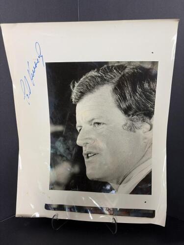 Ted Kennedy Signed Black and White Portrait Photo